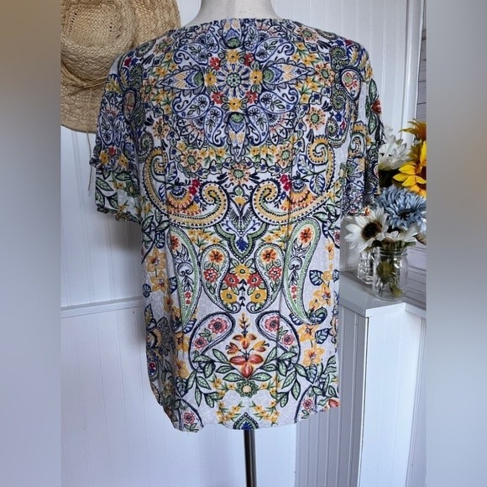 Colorful Rafaella Peasant Style Blouse - Picture 3 of 5